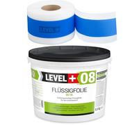 Level + SET308 Set de bandes d'étanchéité 9,5 kg de film liquide, 10 m de ruban d'étanchéité pour douche, salle de bain