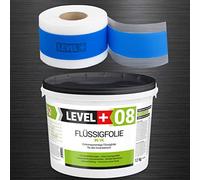 Level + SET309 Kit de bandes d'étanchéité 12 kg de film liquide, 15 m de ruban d'étanchéité pour douche, salle de bain