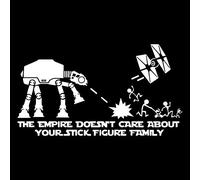 Level Sticker en Vinyle Thème Star Wars ATAT et TIE Fighter Inscription The Empire Doesnt Care About Your Stick Figure Family [en Anglais] pour Voiture