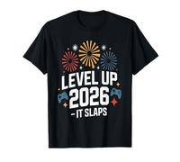 Level Up 2026 It Slaps Gamer Fireworks Fun New Year T-Shirt