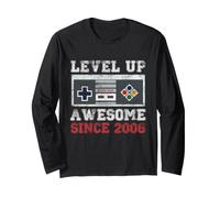 Level Up Awesome Since 2006 Gamer vidéo rétro pour 20e Anniversaire Manche Longue