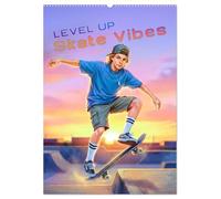 Level Up - Skate Vibes (Wandkalender 2027 DIN A2 hoch), CALVENDO Monatskalender: Dynamische Skate-Momente in moderner Illustration. Coole Tricks, ... dich Monat für Monat durch dein Skater-Jahr.