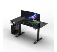 Ultradesk - Level V2 Bureau Réglable en Hauteur - Bureau électrique pour l'Ordinateur - 140x68 cm, pour Gaming, Télétravail - Set avec Tapis de Souris XL - Noir, Vert