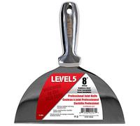 LEVEL5 Couteau à joint en acier inoxydable de 20,3 cm | Lame à mastic de qualité professionnelle, tout métal poli de qualité supérieure, bord affûté de précision, ergonomique, résistant à la