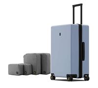 LEVEL8 Valise Cabine Élégance Mat Bagage à Main Trolley Rigide avec Organisateur de 4 Pièces, Valise de Voyage avec 4 roulettes Doubles Pivotantes et Serrure TSA, 66CM, 65L, Bleu Clair