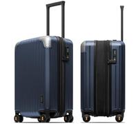 LEVEL8 Valise Cabine Légère Extensible PC 4 roulettes, 54.5cm, 36-42L,Bleu