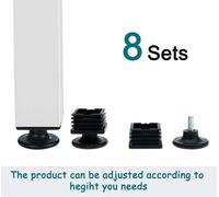 Leveling Feet Adjustable Furniture Foot Foot Furniture Leg Table Leg Chair Base Protection Floor 40 x 40 mm Square Tube Insert Kit of 8pcs