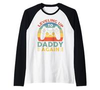Leveling Up to Daddy Again Vintage Promu to Dad Again Manche Raglan