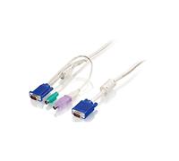 LevelOne ACC-2103 Câble KVM 5m Blanc, connecteurs VGA + PS/2 (Mâle/Mâle), compatible KVM-0217US, KVM-0831, KVM-8901, etc.