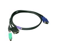 LevelOne ACC-3201 Câble KVM 1.8m Noir - Connecteurs PS/2 Clavier, USB/PS/2 Souris, VGA Vidéo - Compatibilité KVM-3208/3216