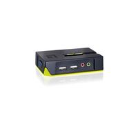 LevelOne KVM-0221 Commutateur KVM USB 2 Ports VGA 2048x1536 avec Audio 3.5mm et Support Windows, macOS, Linux, Câbles KVM et Mini-USB Inclus