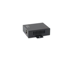 LevelOne POR-0111 Injecteur PoE 802.3af/at, RJ45 In/Out, Portée 100m, Noir, Conforme RoHS/UKCA/CE, 84x65x24mm, Plug & Play