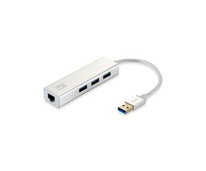 LevelOne USB-0503 Adaptateur USB 3.2 Gen 1 vers Gigabit Ethernet + Hub 3 Ports USB-A 10/100/1000BaseT(X) Compatible Windows/macOS