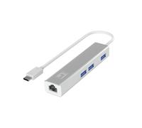 LevelOne USB-0504 : Adaptateur USB-C vers Gigabit Ethernet, 3 ports USB 3.2 Gen 1, RJ45 10/100/1000BaseT(X), Chipset Realtek RTL8153, compatible Windows/macOS