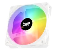 Levelplay Combat Ventilateur CF120 - Ventilateur 120mm ARGB Gen 2 (3-Pin, 4-Pin PWM), pales reliées en anneau (53 CFM, 1,7 mmH2O), performance silencieuse 0~26 dB(A), 0~1800 RPM ±10% - Blanc
