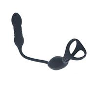 Levelz by Shots - Levelz - Anneau pénien vibrant et poussant en silicone avec stimulateur de prostate - Noir