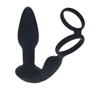 Levelz by Shots - Levelz - Stimulateur de prostate en silicone avec double télécommande vibrante et perles rotatives avec anneau pénien et boule - Noir