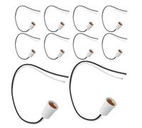 Levemolo 10 Pièces Douille de Lampe Candélabre E12 avec Fil, Blanc, Plastique, 9,84 de Câble, pour Ampoules LED Incandescence, Appliques Murales et Éclairage Salon