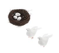 Levemolo 1ensemble s Nids Oiseaux Artificiels avec Œufs Mousse pour Décoration De Noël Jardin Nids Réalistes pour Décorations Extérieures Et Intérieures