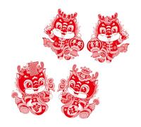 Levemolo 2 Paires Décorations Chinoises Nouvel An Lot Autocollants Vitre Statique Dragon Année Fenêtre Stickers Flocage Élégant pour Fête et Maison