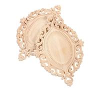 Levemolo 2 pièces Applique Bois Sculpté Ovale Décor Mural Meuble Traditionnel Autocollant Bois Décoratif à Peindre Ornement Artisanal pour Portes Fenêtres et Armoires