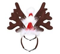 Levemolo 2 Pièces Bandeau de Renne pour Animaux de Compagnie, Bois de Cerf et Mini Chapeau, Peluche Courte, Décor de Noël, pour Chien, Séances Photo Festives et Réunions de Famille
