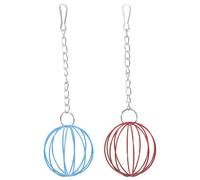 Levemolo 2 pièces Boule de Foin Suspendue Fer pour Lapin et Petits Animaux Distributeur Créatif avec Chaîne Longue Lot de Rouge Bleu pour Cage et Habitat