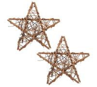 Levemolo 2 pièces Couronne Étoile Rotin DIY Cadre Vannerie Naturelle pour Décoration Murale Guirlande Artisanale pour Maison Jardin Fête Noël et Mariage