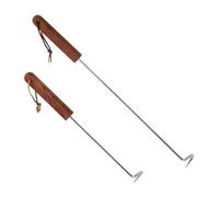 Levemolo 2 pièces Crochet à Viande Acier Inoxydable pour Barbecue Accessoire de Cuisson Robuste avec Poignée Antidérapante Tourne-Viande Pratique pour Porc Poulet et Rôti