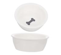 Levemolo 2 pièces Gamelles Céramiques Doubles pour Chiens et Chats Bols Stables Antidérapants avec Motifs Décoratifs Set pour Alimentation et Eau des Chiots et Chatons