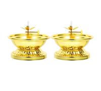 Levemolo 2 Pièces Lampe à Huile Tibétaine Vintage Réglable Support Cuivre Doré pour Lampe à Beurre Ghee Éclairage Ajustable pour Prière, Relaxation et Décor Bouddhiste Intérieur