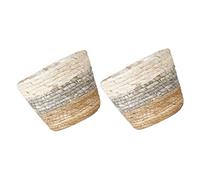 Levemolo 2 Pièces Paniers Tressés Paille pour Plantes Cache-Pots Rustiques Polyvalents pour Décoration Intérieure et Extérieure Style Campagne et Minimaliste Panier Pot Fleurs Naturel