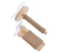 Levemolo 2 Pièces Perchoir à Oiseaux Perchoir pour Perroquet en Bois, Corde de Chanvre et Plastique, Rond, Couleur Kaki, Ventouse, pour Vitre et Carrelage, pour Perroquets et Perruches