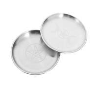 Levemolo 2 Pièces Plateau Rituel Fer Plat Rond Décoratif Pentagramme pour Bijoux Offrandes Tarots et Porte-Bijoux Style Chamanique Finition Usage Polyvalent Décoration et Organisation