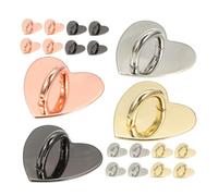 Levemolo 24 Pièces Crochets Adhésifs Forme de Cœur pour Téléphone Accessoires Diy Anneaux Métalliques pour Support et Suspension Couleurs Acier Or Noir et Rose Doré