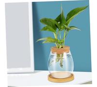 Levemolo 2ensembles Jardinière Hydroponique Verre Petite Station De Propagation avec Base Bambou Et Couvercle Liège Vase Enracinement pour Plantes Intérieur De Bureau