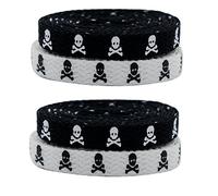 Levemolo 2paire Lacets à Motifs Crânes Noirs Et Blancs Lot Lacets Plats Pour Chaussures Décontractées Et Sneakers Style Unique