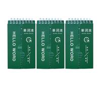 Levemolo 3 Pièces Bloc-notes de Vocabulaire Anglais Portable en Papier Vert