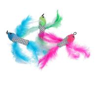 Levemolo 3 pièces Interactif pour Chat Tête de Poisson Volant Peluche Stimulateur Instincts Accessoire Remplaçable pour Amusement et Exercice des Chats