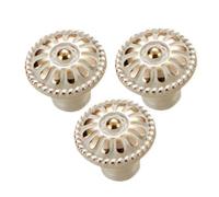 Levemolo 3 Pièces Lot de Poignées Boutons de Meuble Alliage Bouton Tiroir Rond Forme de Champignon Poignée Placard Épurée pour Cuisine et Armoire Style Européen Couleur Blanc