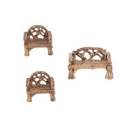 Levemolo 3 Pièces Mini Mobilier de Jardin Résine Banc Miniature et Chaises Légères Décor Polyvalent pour Micro- Intérieur et Extérieur Accessoire pour Maison de Fées et Bureau