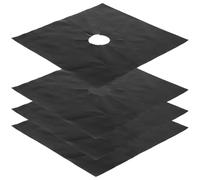 Levemolo 4 pièces Lot de Tapis Cuisinière Gaz Épais Résistants Chaleur Protège-brûleur Réutilisable Anti-rayures et Anti-taches pour Gazinière Accessoires Pratiques de Cuisine Noir