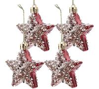 Levemolo 4 Pièces Ornements Étoiles de Noël Décoration Sapin Suspendue Artisanale Résistante et Polyvalente pour Intérieur Ambiance Festive et Cadeau Penseé