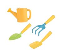 Levemolo 4 pièces Set Outils de Jardinage Garçon Fille Léger et Résistant pour Plantation Extérieur Pelle Pointue Pelle Carrée Râteau et Arrosoir Adapté Aux Garçons et Filles pour Potager