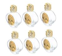 Levemolo 6 Pièces Bouteilles Eau Bénite Verre Rose Petite Fiole Catholique Portable Résistante Aux Rayures Décor Religieux pour Baptêmes et Événements Spirituels Finition Dorée