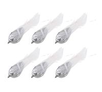 Levemolo 6 Pièces Lot de Oiseaux Décoratifs Argentés pour Sapin de Noël Ornements Artificiels Plumes Modèles Simulés pour Décoration Festive Intérieure et Bricolage