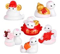 Levemolo 6 Pièces Ornements Miniatures Serpent Résine Lot de Décoration Micro-Paysage Nouvel an Chinois Figurines Chance pour Bureau Jardin et Voiture
