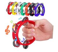 Levemolo 7 Pièces Set de Tambourins Demi Lune pour Garçon Fille Plastique Coloré Instruments de Percussion Portables avec Clochettes pour Débutants Fête et Jeu Éducatif