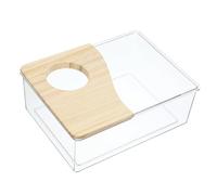 Levemolo Bac à Sable en Acrylique pour Hamsters Nains et Gerbilles, 20x15x8 Cm, Bac de Bain Transparent Demi-Couvercle, pour Jeu et Repos en Cage