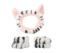 Levemolo Bandeau de beauté élastique et bracelet absorbant en peluche noire, ensemble pour soins du visage et activités faciales, 1 set confortable et ajustable